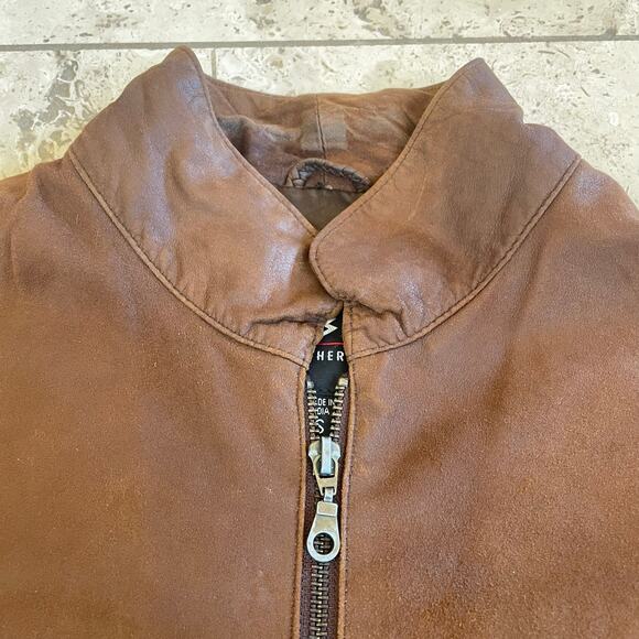 Wilsons Mens Vest Sz S Brown Motorcycle Jacket Genuine Leather Full Zip Biker - Picture 11 of 11